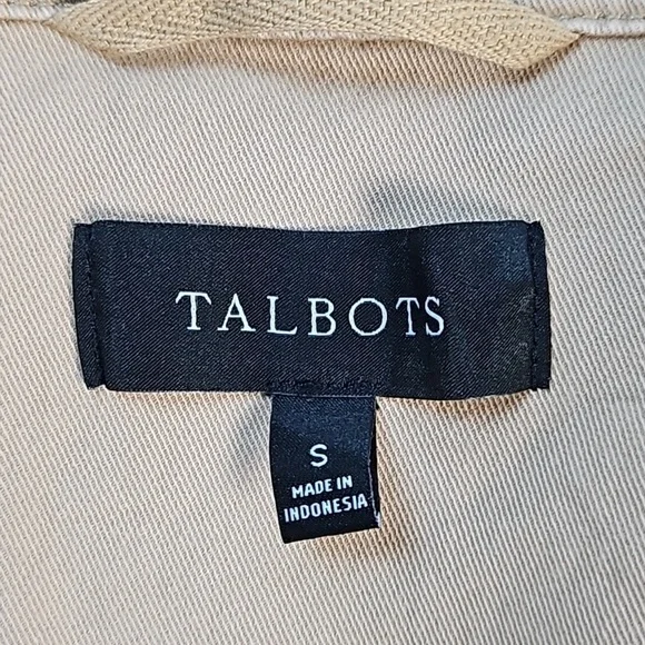 Talbots Stretch Twill Khaki Tan Cinch Waist Zip & Snap Front Field Jacket - Picture 14 of 16